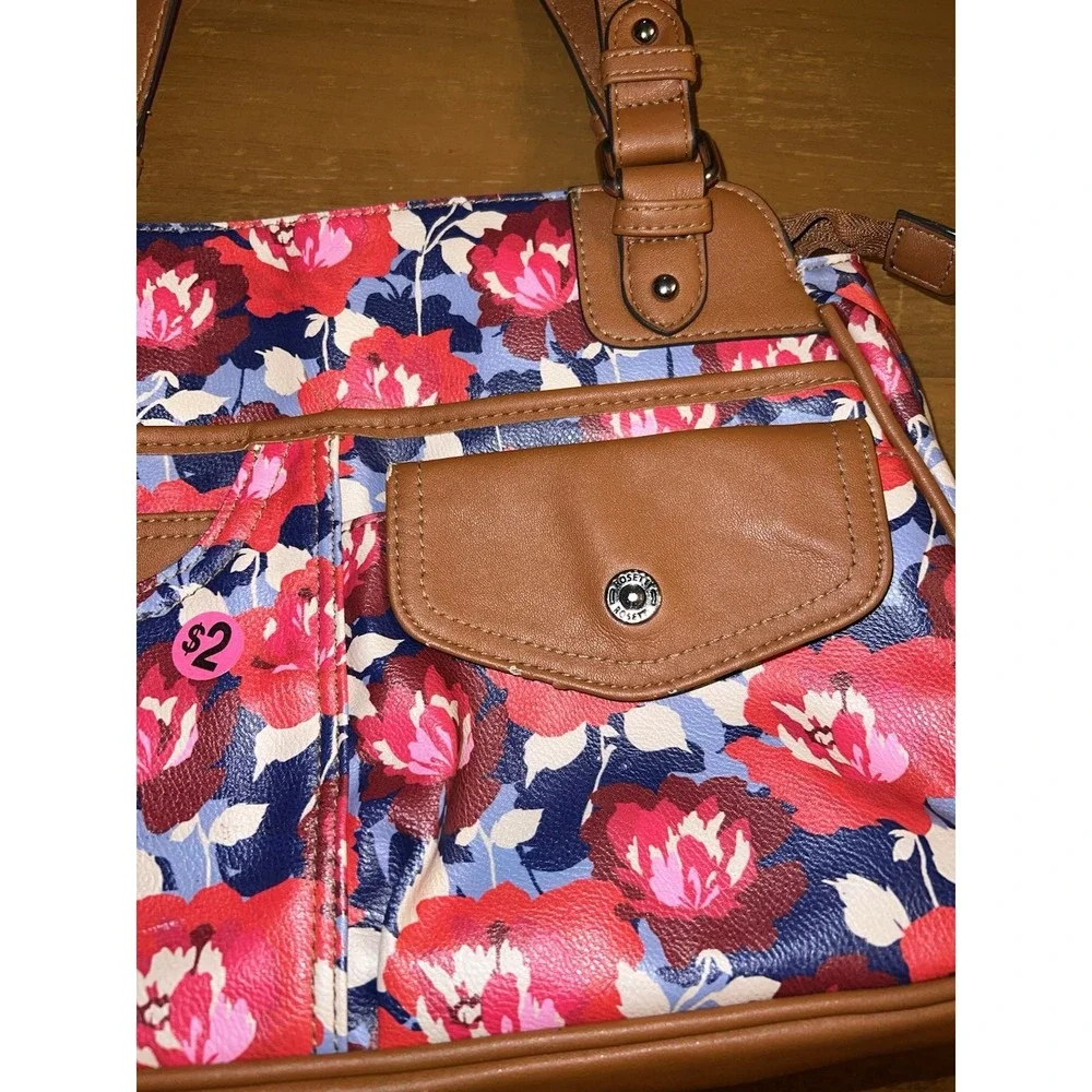 ROSETTI Jean Theory Double Handle Satchel Bag in Red Floral Multi-color‎